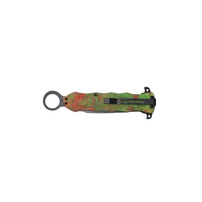 Couteau foliage fluo avec boucle et lame 10cm - clip ceinture