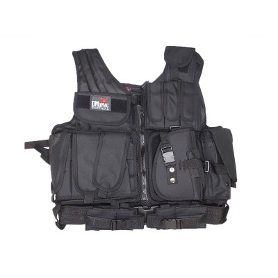 DMoniac Veste tactique Noire 8 poches holster + ceinturon