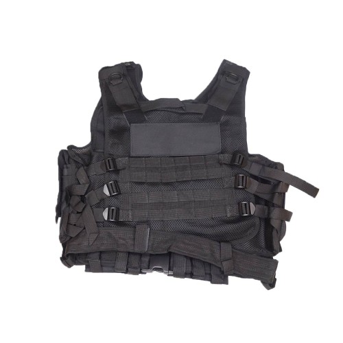 DMoniac Veste tactique Noire 8 poches holster + ceinturon