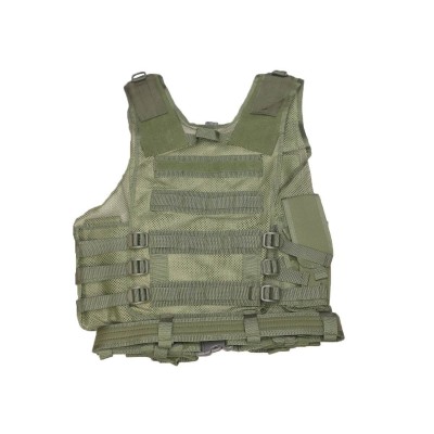 DMoniac Veste tactique Olive 8 poches holster + ceinturon