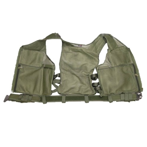 DMoniac Veste tactique Olive 8 poches holster + ceinturon