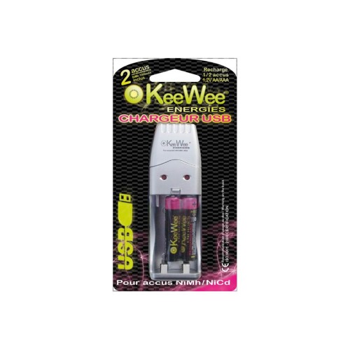 KeeWee Chargeur de piles USB Ultra-rapide + 2 accu AAA 100