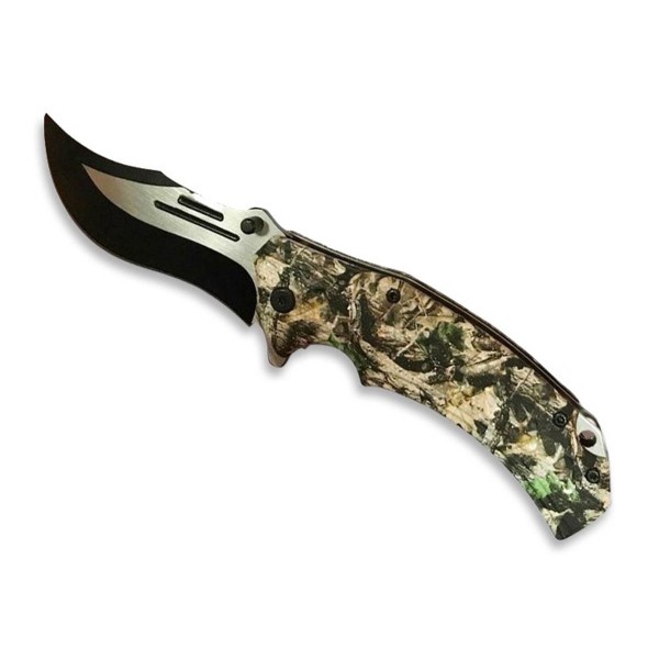 Couteau pliant camo feuilles lame 10cm