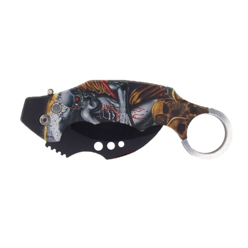 Couteau automatique Karambit tête de mort