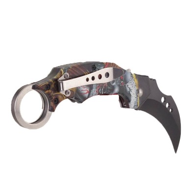 Couteau automatique Karambit tête de mort