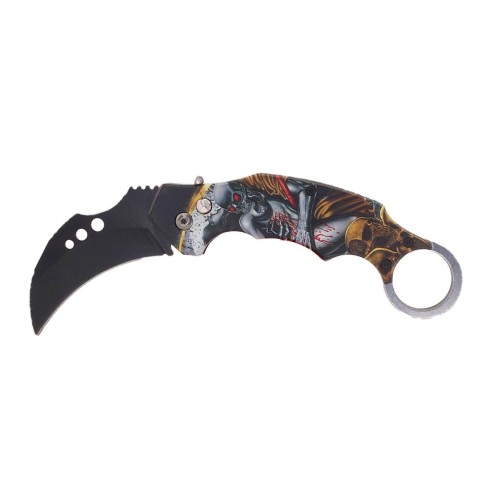 Couteau automatique Karambit tête de mort