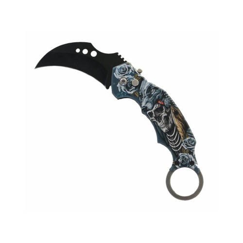 Couteau automatique Karambit Loup tête de mort